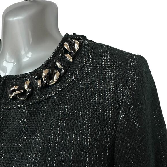 MICHAEL by Michael Kors Blazer Black Silver White Chain Cropped Women's Medium - Picture 5 of 11